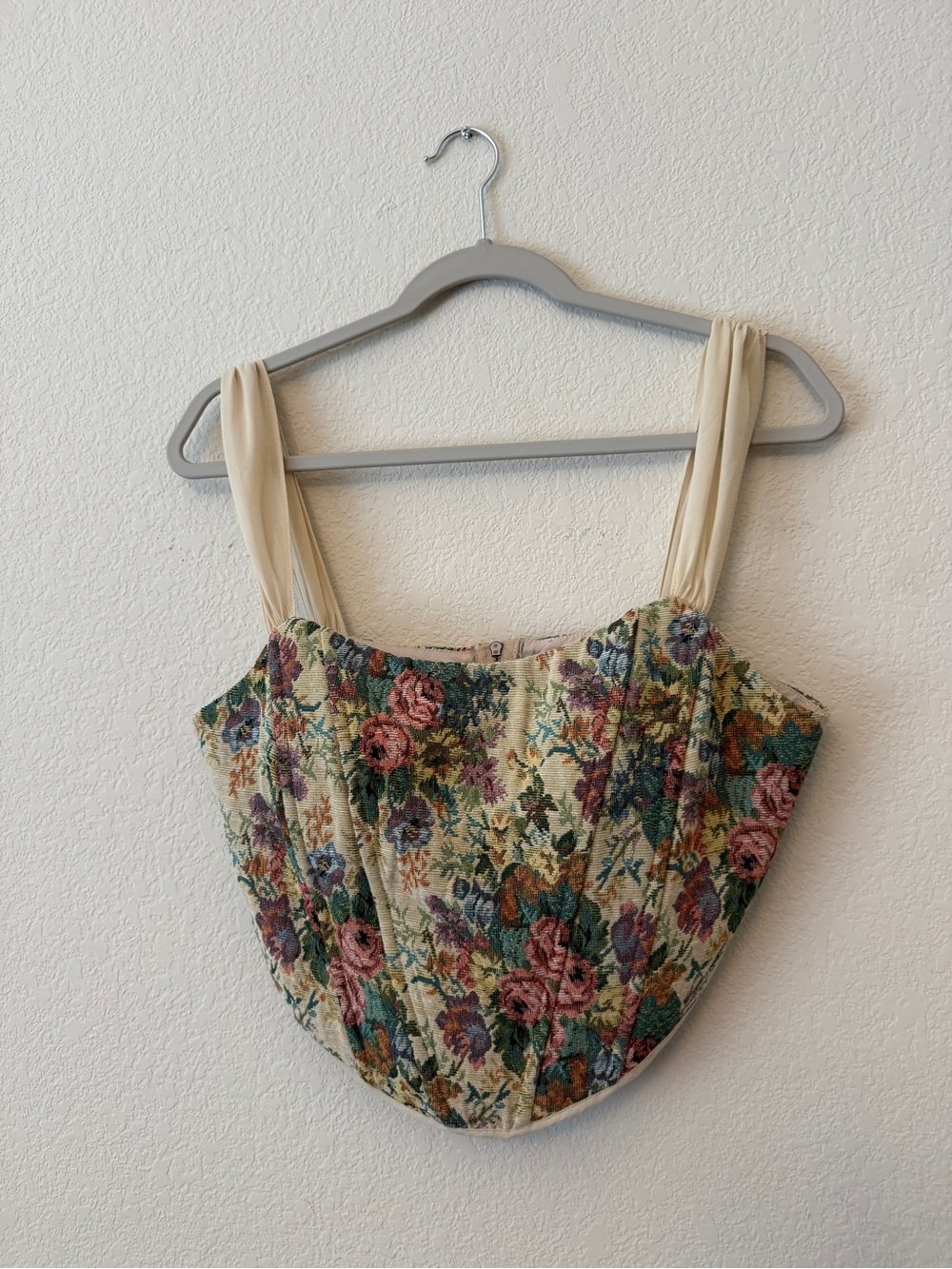 Altar’d State Floral Tapestry Bustier Top with Cream Straps